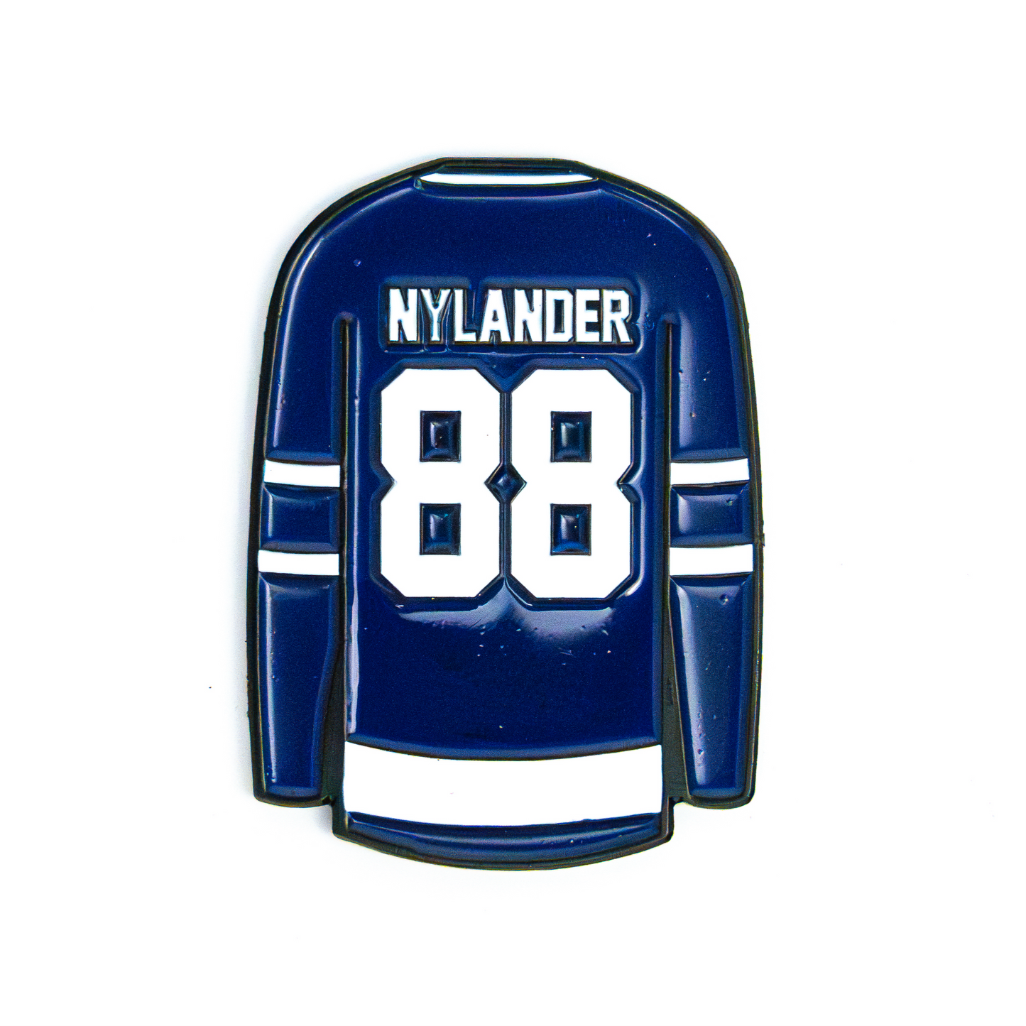 William Nylander jersey-shaped custom golf ball marker featuring the number 88 in blue and white.