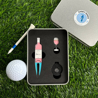 Wine & Golf Divot Tool/Ball Marker Pack (White Label) | Gift for Golf Lovers